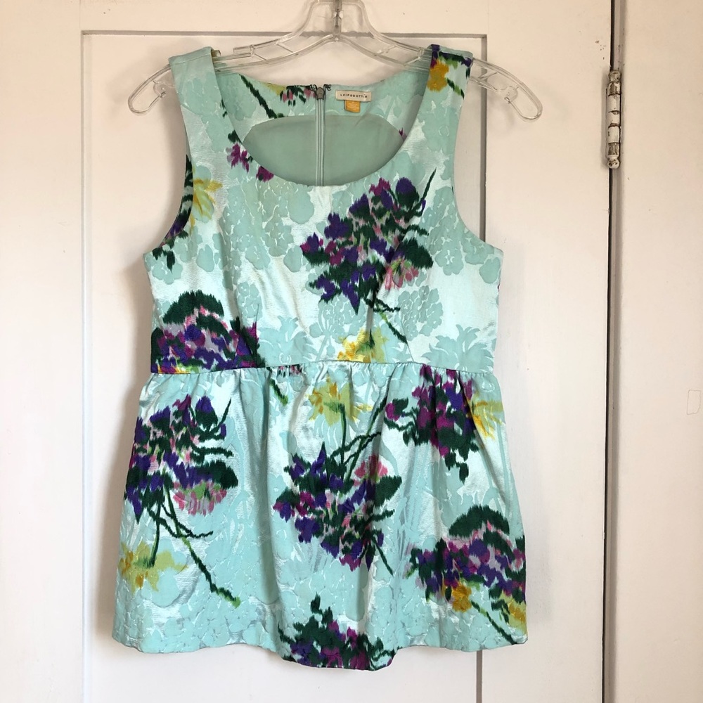 Leifsdottir Light Green Floral Sleeveless Blouse